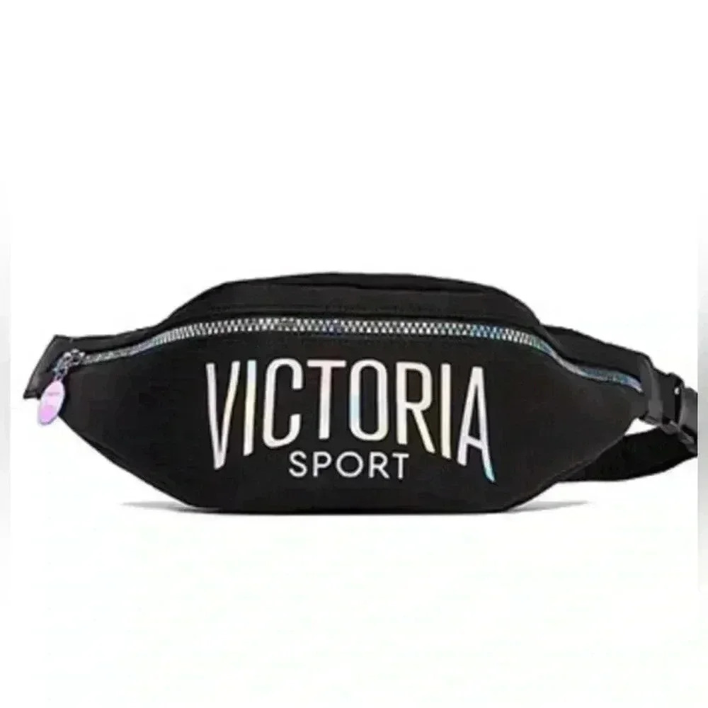 NWOT BLACK AND RAINBOW  VICTORIA SPORT FANNY PACK PURSE BAG - Picture 2 of 3